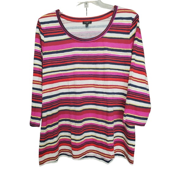 Talbots Woman Cotton/Modal Striped Scoop Neck 3/4 Sleeve T-Shirt Size 1X - Picture 1 of 5